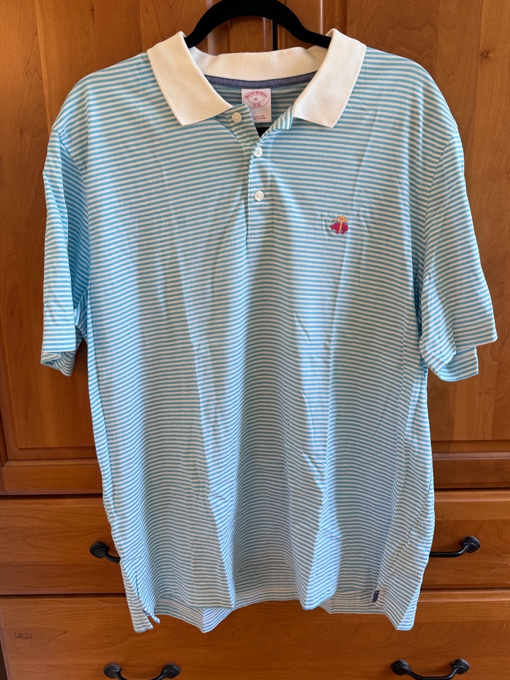 Brooks Brothers Light Blue & White Striped Men's Polo Shirt
